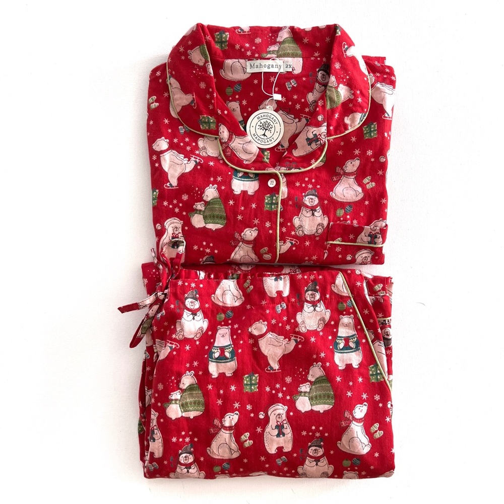 The Mahogany Store Polar Bear Flannel PJ Set New Size 2X